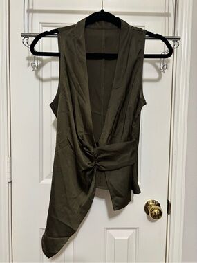 Commense Green Satin Blouse
